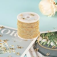 Vista 4 de Cadena Cubana de Bordillo de 32.8 Pies para Hacer Joyas, Rollo de Cadena de Latón Chapado en Oro de 18K con Anillos de Salto Abiertos y Cierres