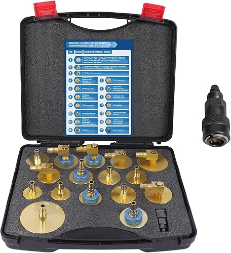 Kit de adaptador de purga de frenos de 17 piezas, kit de adaptador de purga de cilindro maestro de freno, kit de adaptador de purga de líquido de