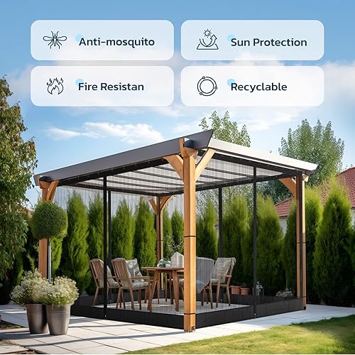 Miniatura 3 de Red de exterior para patio y jardín, casa de pantalla para camping y terraza, paredes de red de 4 paneles, sala de pantalla con paredes laterales de