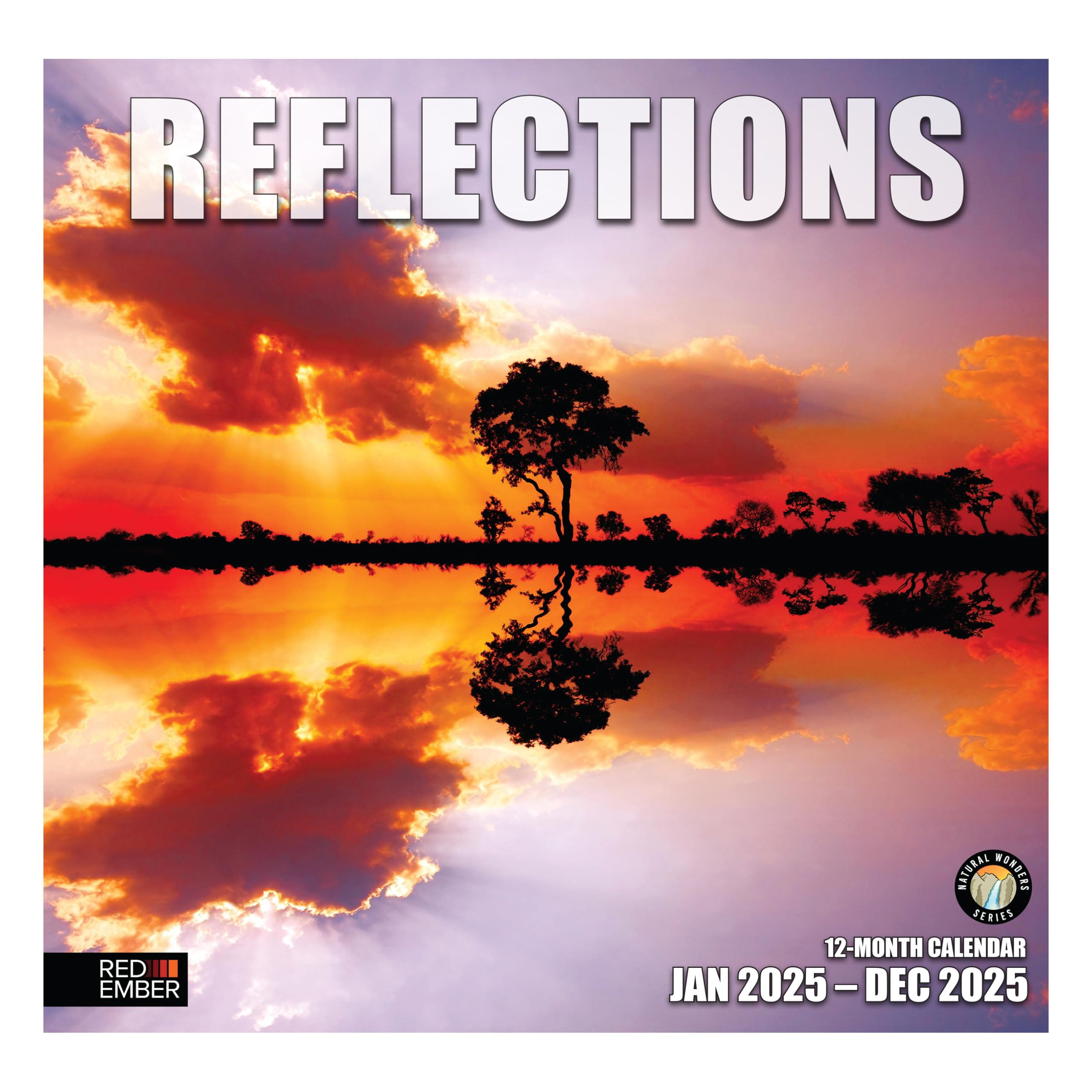 RED EMBER Reflections 2025 Wall Calendar 12 Month | 12" x 24" Open | Thick &amp; Sturdy Paper | Giftable | Nature Calendar 2025