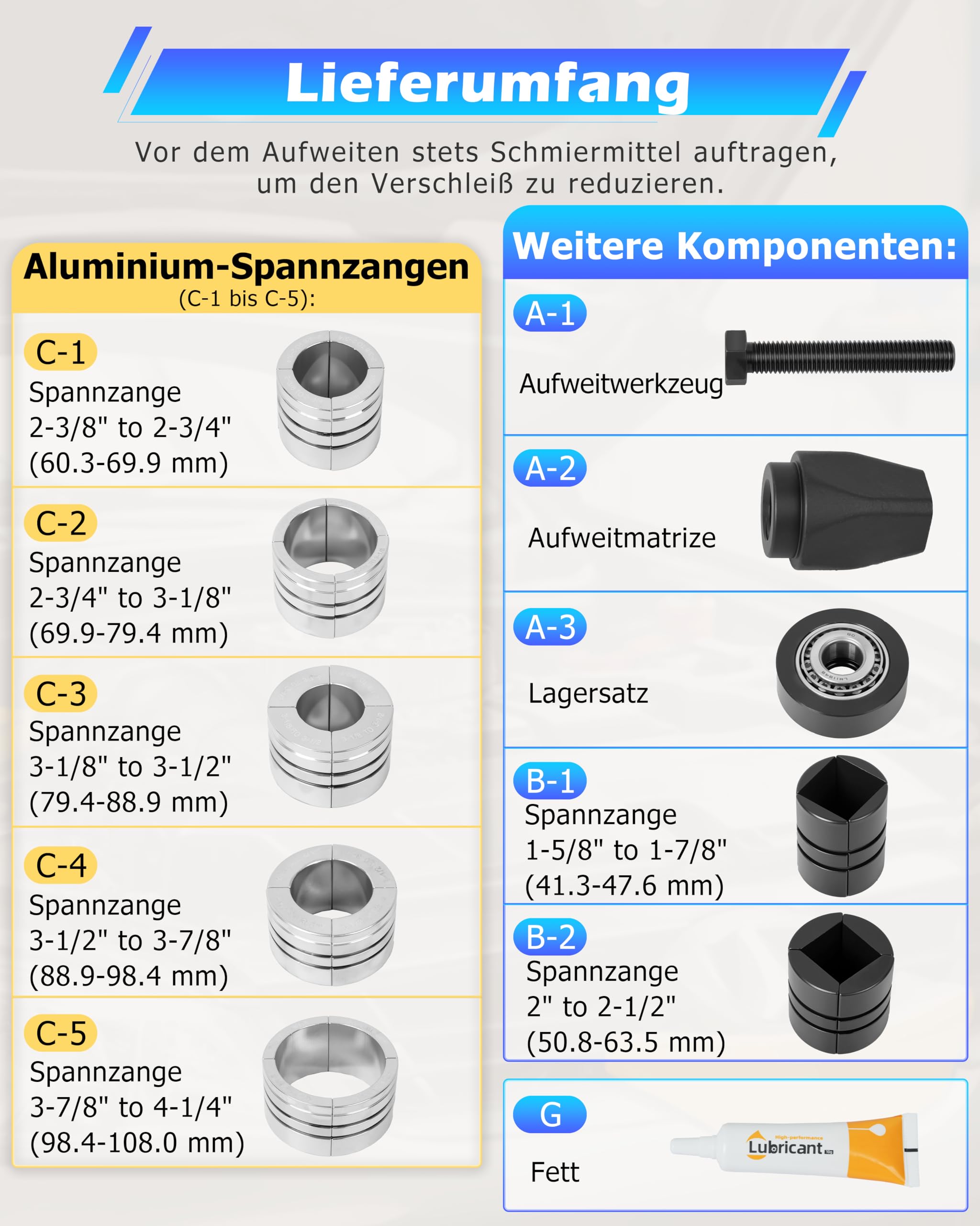 DAYUAN Rohraufweiter Auspuffrohr Expander Set, Rohrspreizer & Rohraufweiter Werkzeug für Auspuffrohre
