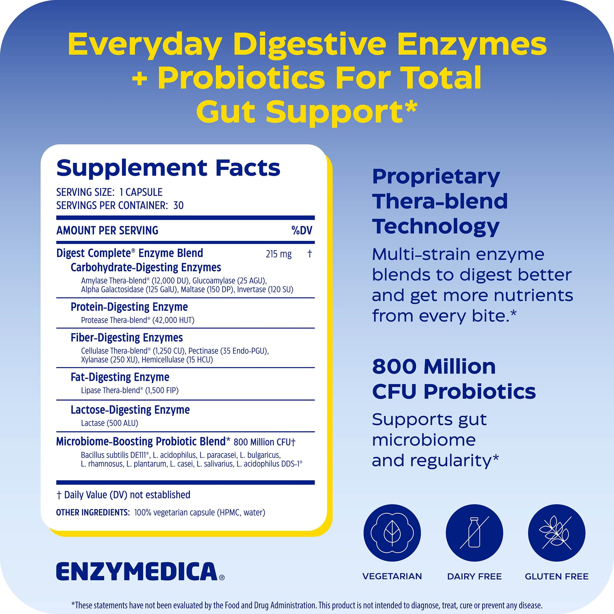 Enzymedica Digerir + probióticos - 90 caps 55 gr