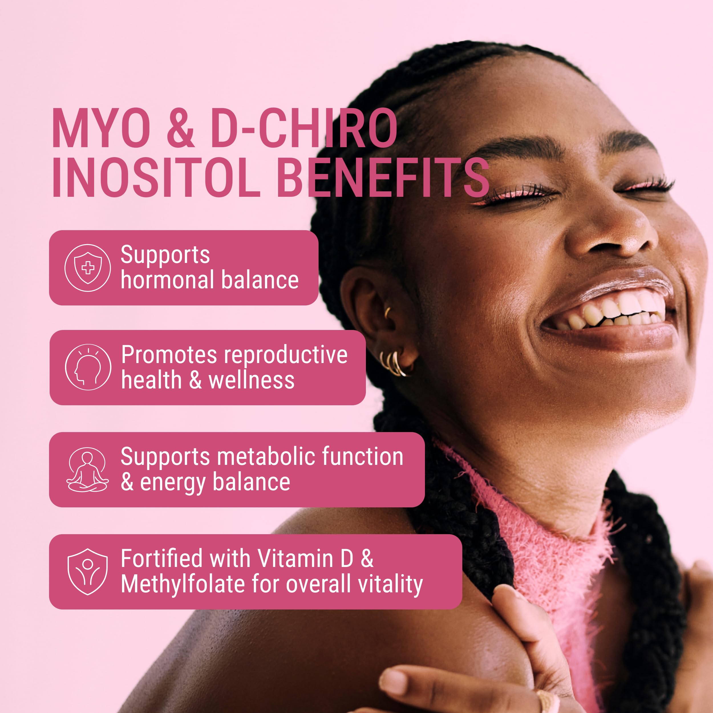 Myo-Inositol & D-Chiro Inositol Supplement for Women, Fertility Supplements for Hormonal Balance & Ovarian Health Support, Myoinositol, Ideal 40:1 Ratio, 30 Servings — Amazon image 3
