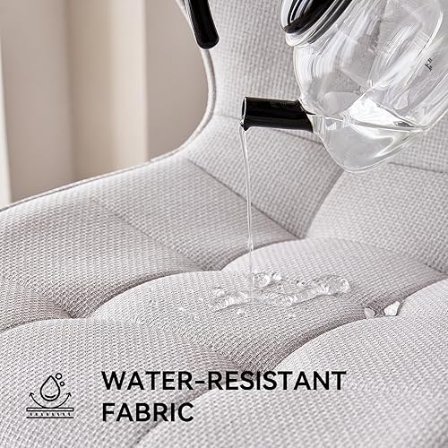 Miniatura 3 de Juego de 4 sillas de comedor, tela resistente al agua, modernas sillas tapizadas para comedor y cocina con patas de metal, color beige (solo sillas)