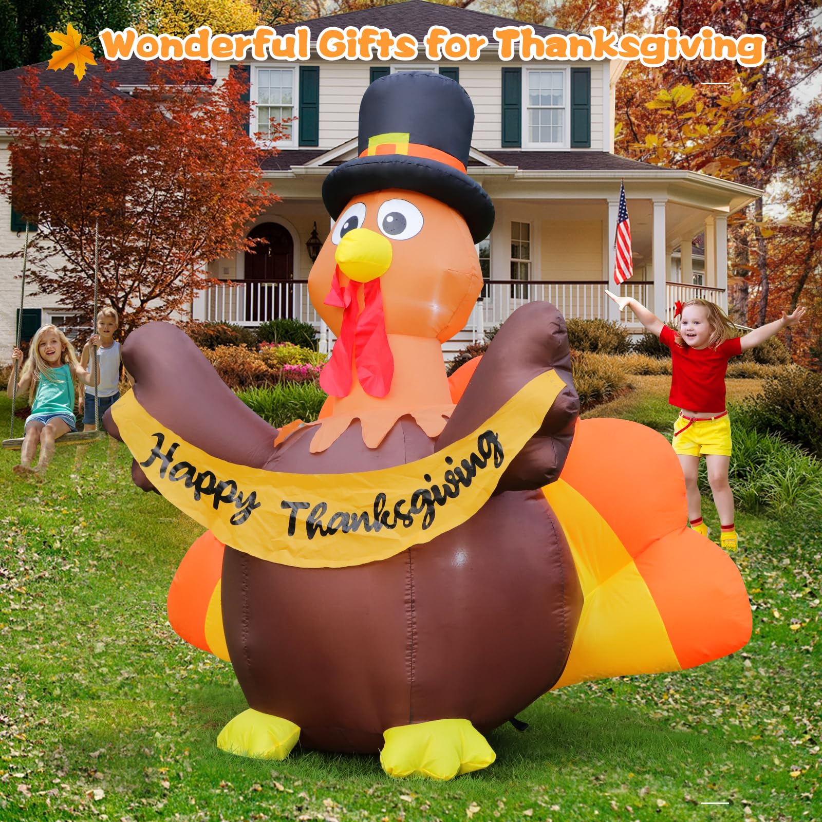 Snapklik.com : 6FT Thanksgiving Inflatables Turkey Outdoor Decorations ...
