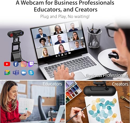 Miniatura 8 de j5create Cámara web y cámara de documentos de modo dual 1080P con enfoque automático y manual, cubierta magnética de privacidad para PC,