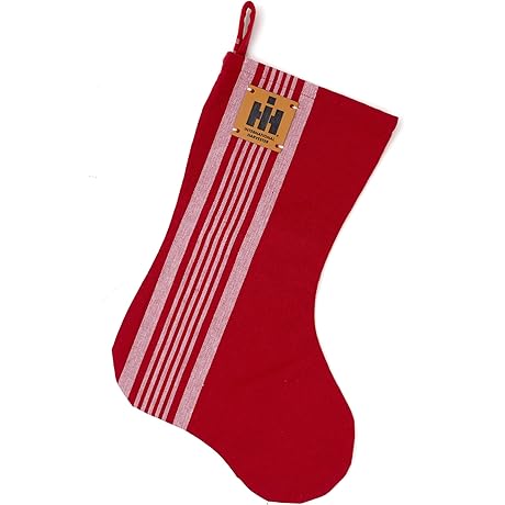 International Harvester Tractor Christmas Stocking, Red Farmhouse Stocking