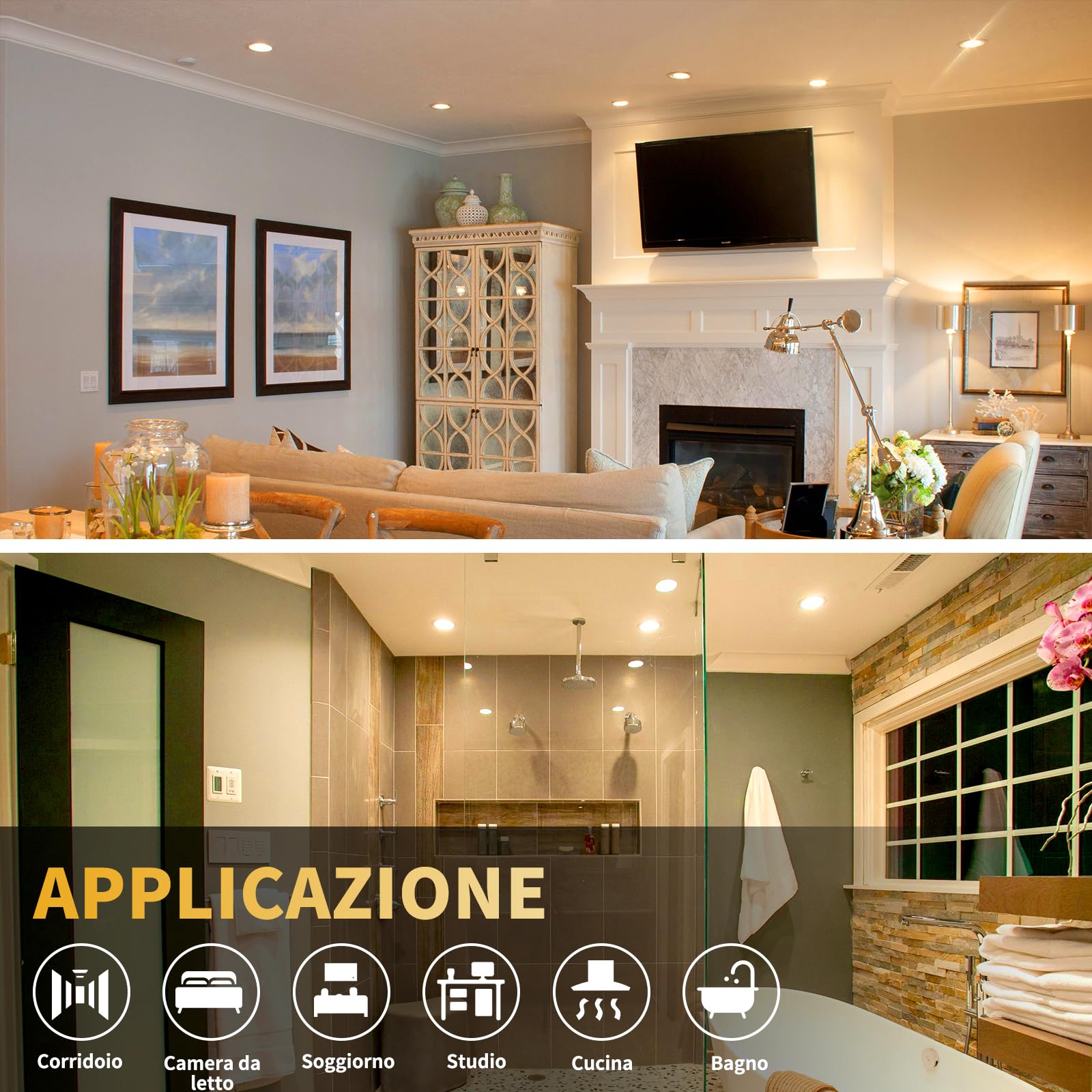 wowatt Set da 10 Faretti LED da Incasso per Cartongesso Dimmerabili 7W | 700LM Luce Bianco Caldo 2800K Faretti LED Soffitto Incasso Metallo, IP44 Faretto 230V Ultrasottili, Diametro Foro 68-75mm