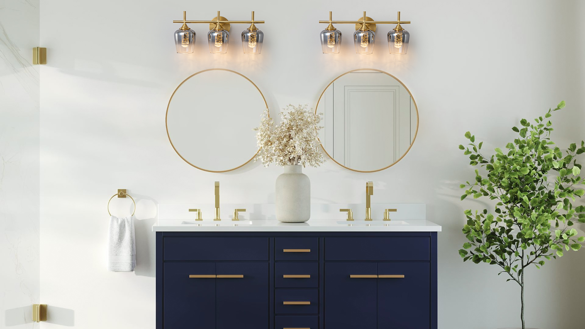 Image of foucasal 3 Light Vanity Light for Bathroom, Dimmable 2700K-6000K Bathroom Vanity Light Fixtures Mirror, Modern LED Lighting Fixtures for Living Rooms, Hallways, Bedroom