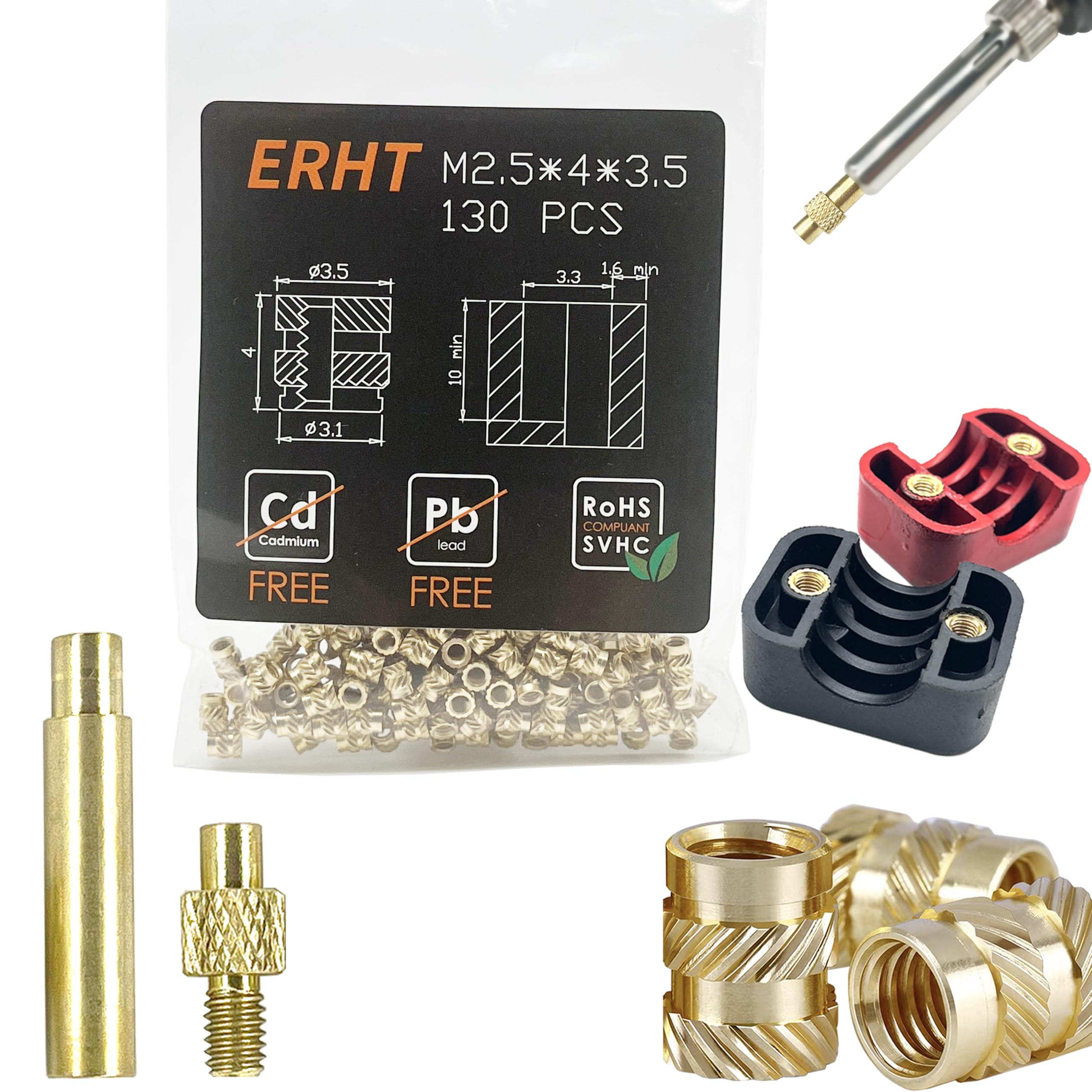 Brass Threaded Inserts - 3D Printing Kit -11 Brass Threaded Inserts - 3D Printing Kit -11