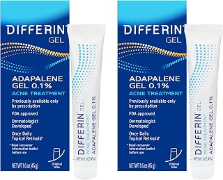 Differin Adapalene Gel 0.1% Acne Treatment, 60-Day Supply Pack of 2, Retinoid for Face & Sensitive Skin