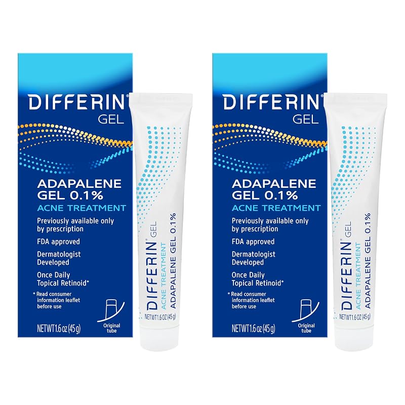 Differin Gel para cuidados da pele com adapaleno 0,1%, Pacote com 2 tubos de 15 g