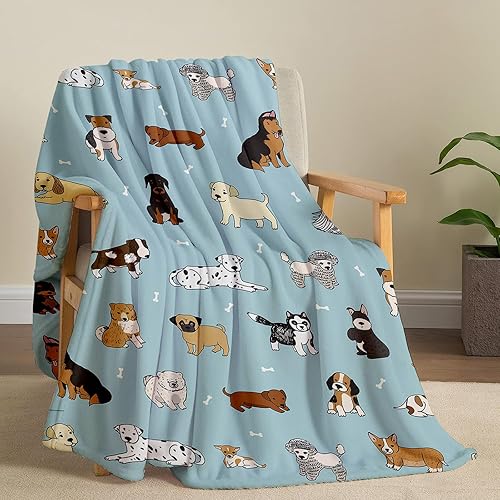 Miniatura 1 de Manta con diseño de cachorros de perro para niños, 60 x 50 pulgadas, franela de felpa, suave, acogedora y cómoda, con perros en ella