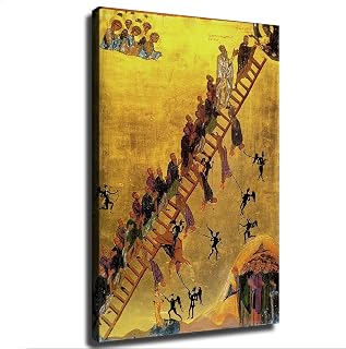 Saint Catherine's Monastery - The Ladder of Divine Ascent - Painting Photo Poster Canvas Painting Print Modern Aesthetics Living Room Bedroom Home Office Wall Art Decoration (Unframed,08×12inch)