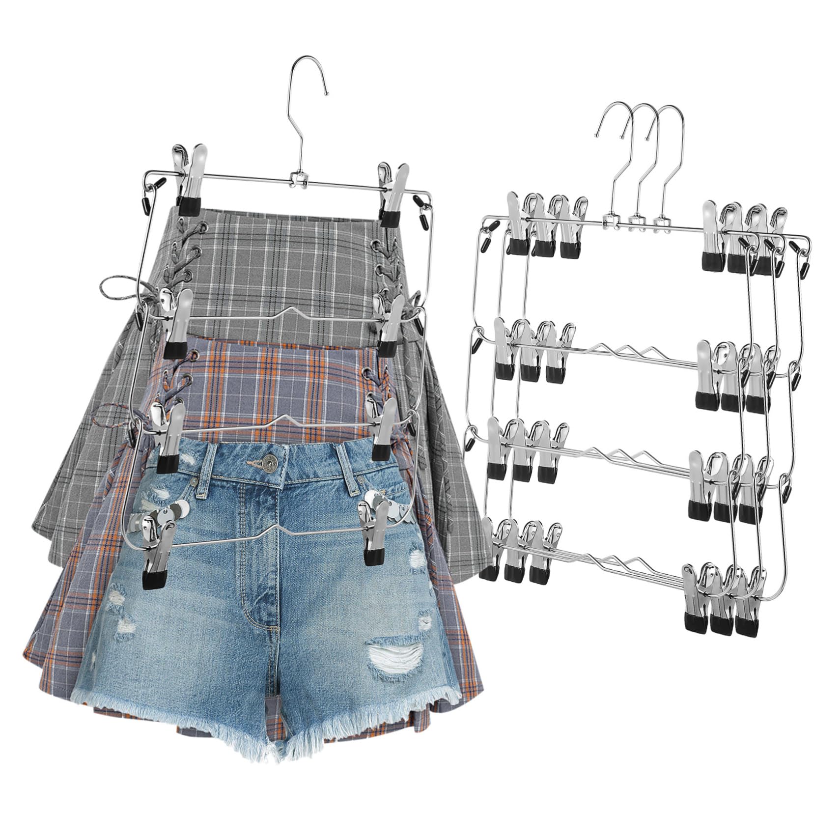 OUNONA Grucce per Gonne con Clip Grucce per Pantaloni Salvaspazio Multistrato in Metallo