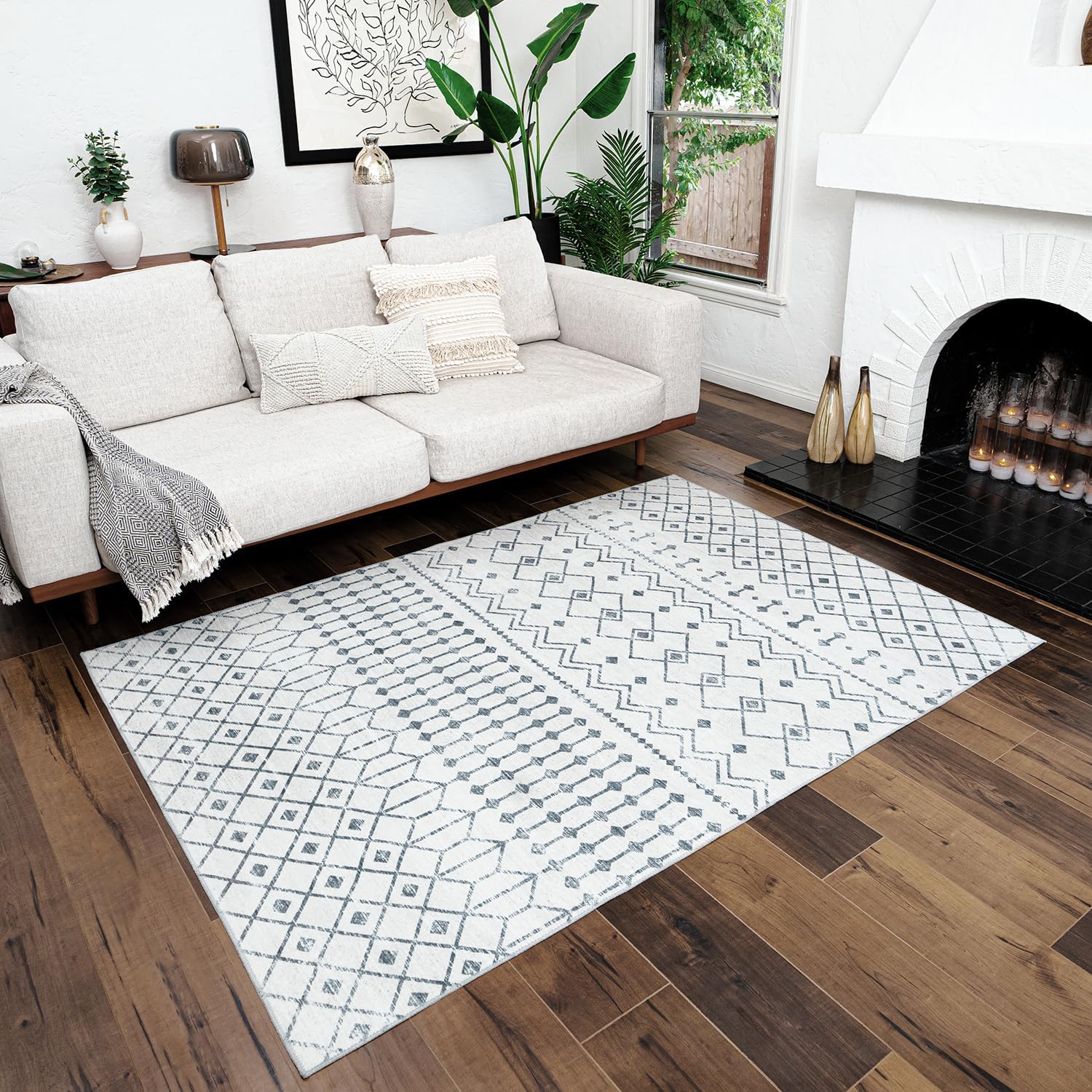 Mandala Machine Washable Area Rug (5' x 8') NonSlip Low