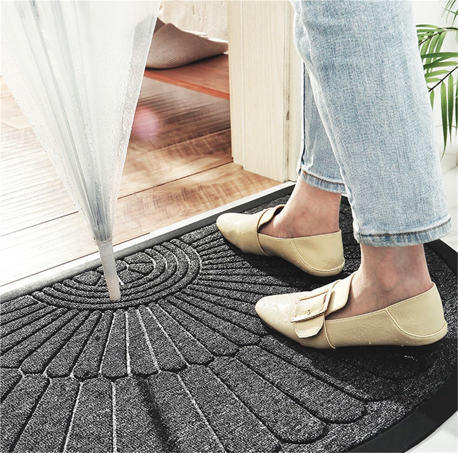 Fußmatte Fußabtreter Halbrunde Fußmatte, Eingangs-Bodenmatte, wasserdichte Bodenmatte, Schuhkratz-Fußmatte Teppich für Eingang(A,60 x90cm)