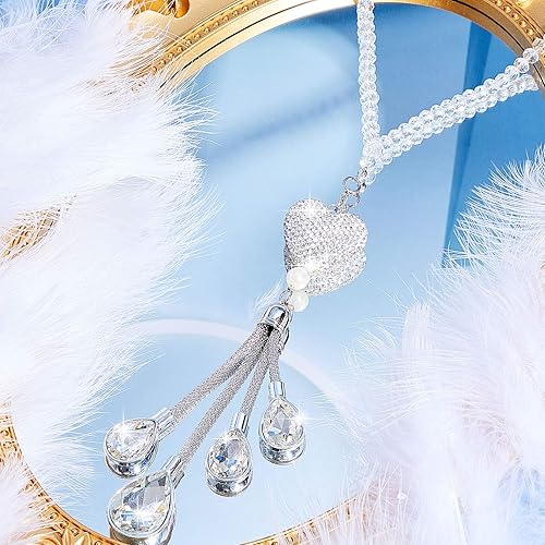 Miniatura 3 de Accesorios para el auto con diamante en forma de corazón brillante dije de cristal para el espejo retrovisor del auto decoración para el auto