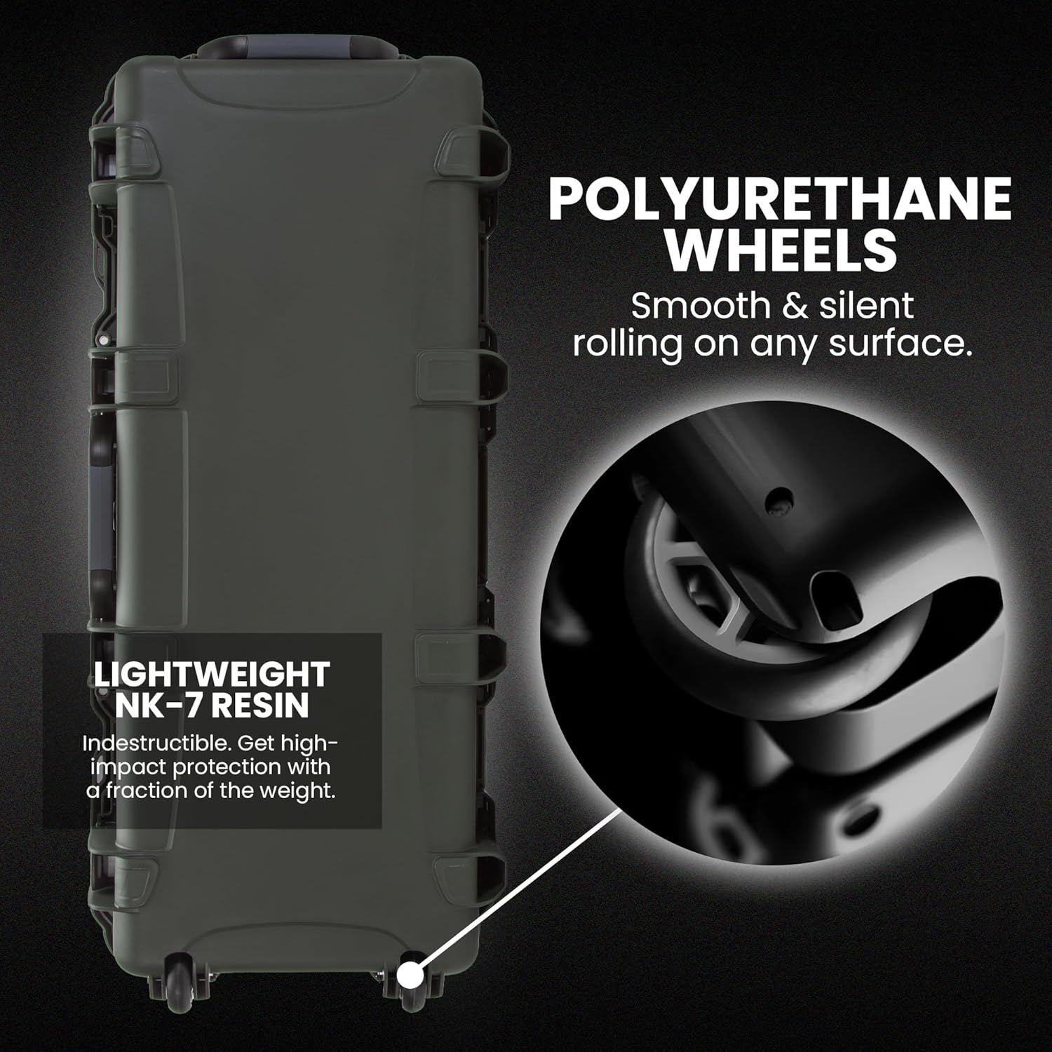 NANUK Hard Case with Wheels - 40" to 47" Long, Custom Fit Foam Insert, IP67 Waterproof & Crushproof, Rugged Construction for Ultimate Protection, Made in Canada