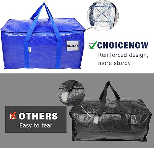 Miniatura 4 de Bolsas de mudanza extra grandes para ropa, bolsa de almacenamiento resistente con cremalleras y asas (24 galones), para dormitorios universitarios y