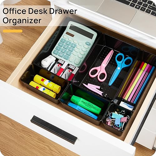 Miniatura 4 de Vtopmart Juego de 44 organizadores de cajones de plástico, 4 tamaños versátiles para baño y tocador, recipientes de almacenamiento antideslizantes