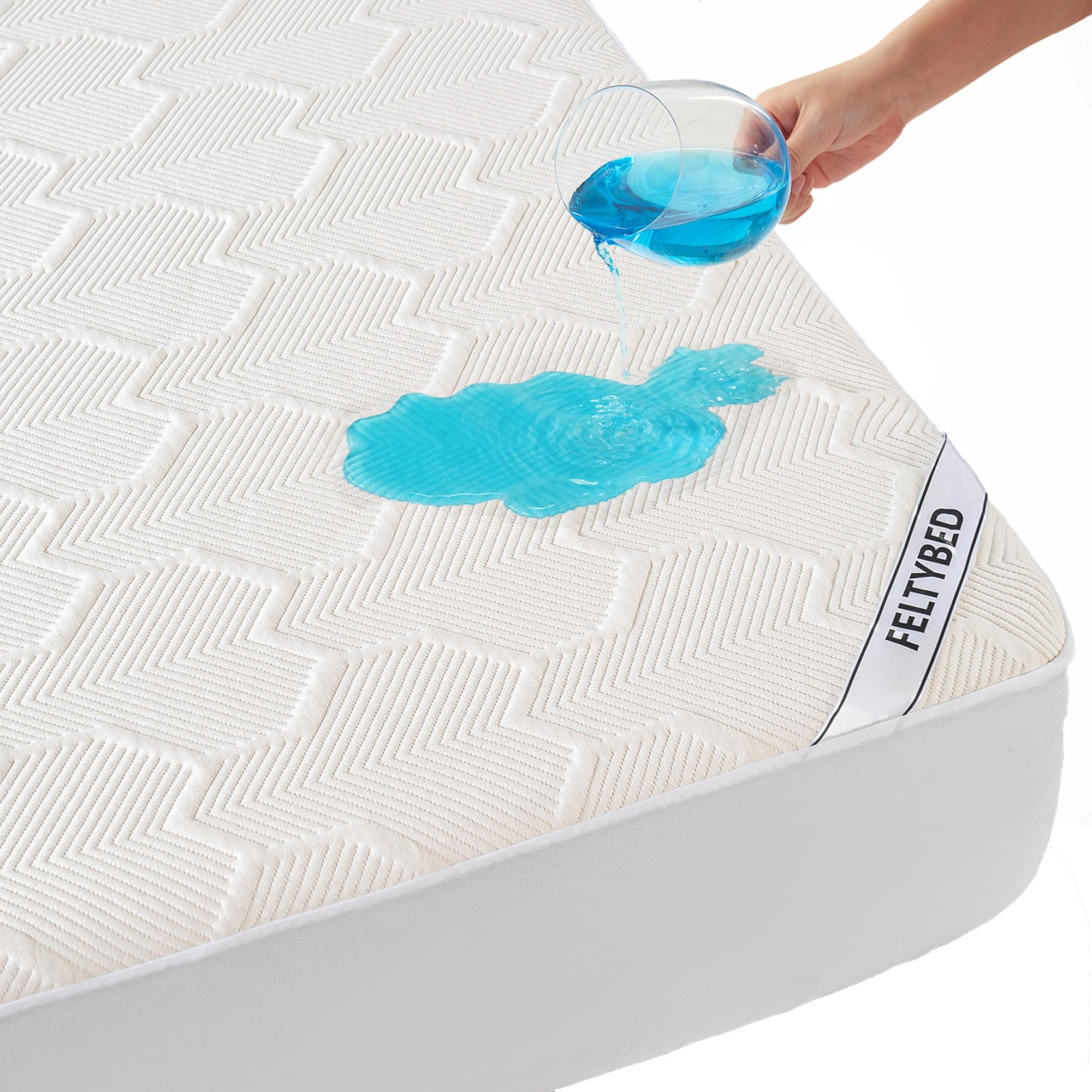 Cal King Size Waterproof Mattress Protector, 40% Rayon Derived from Bamboo Cooling Mattress Pad Cover, 3D Air Fabric Breathable Mattress Pad Fitted with Deep Pocket 6"- 15" Machine Washable