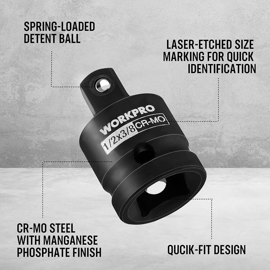 WORKPRO 7 Pieces Impact Socket Adapter Set, Includes 3