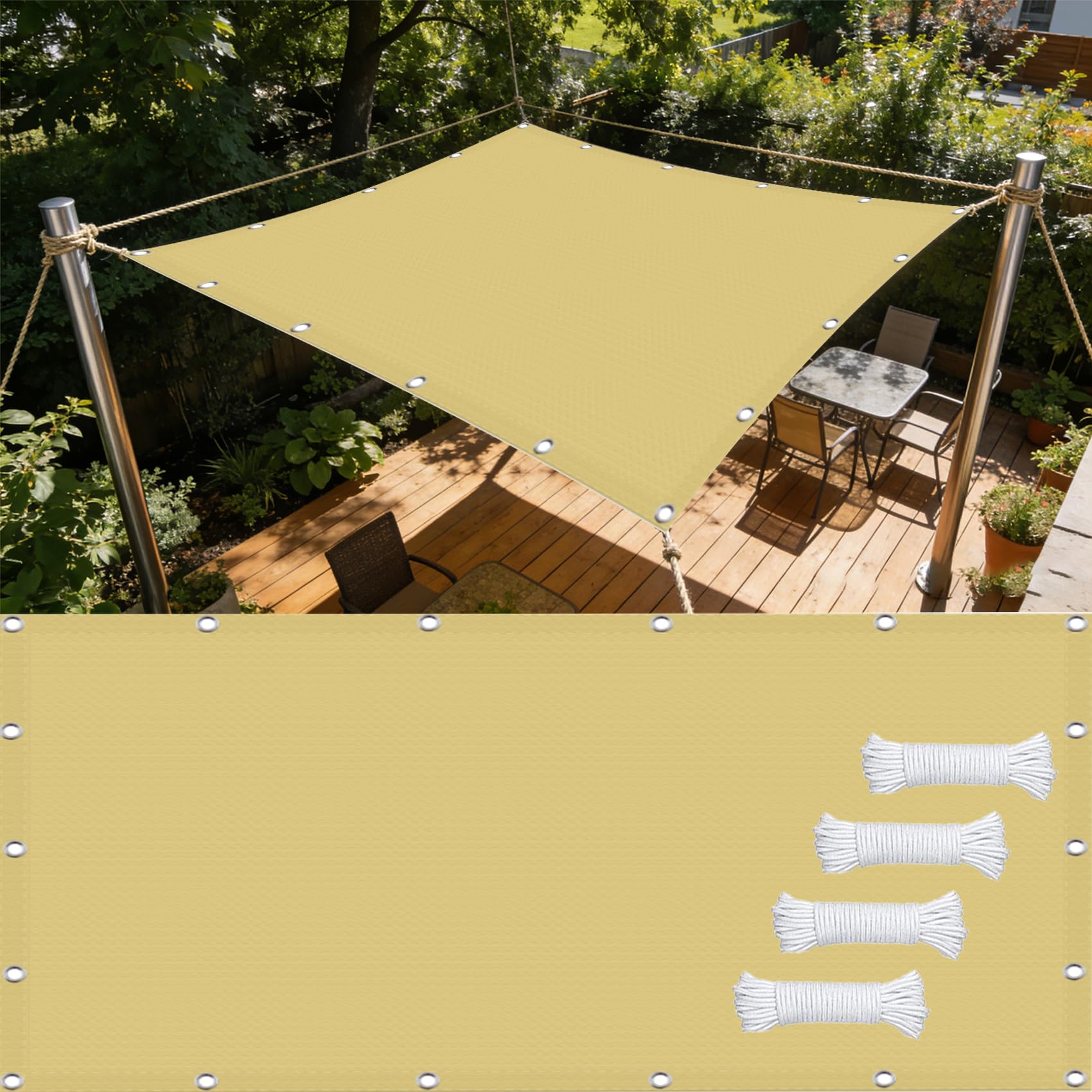 Voiles ombrages imperméables résistantes aux UV bâche crème pour pergola de jardin