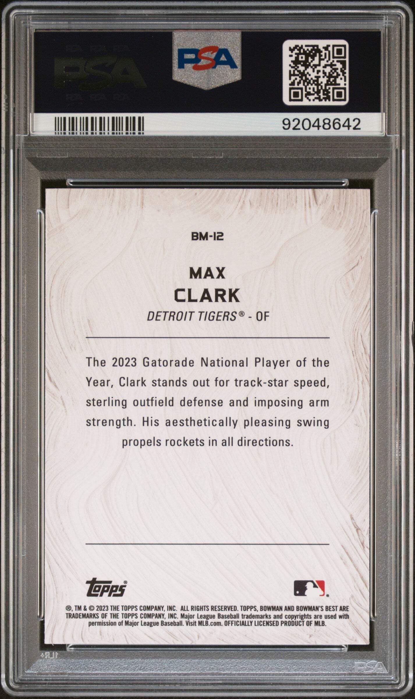 Graded 2023 Topps Bowmans Best Max Clark #BM12 Masterpieces Rookie RC Baseball Card PSA 10 Gem Mint