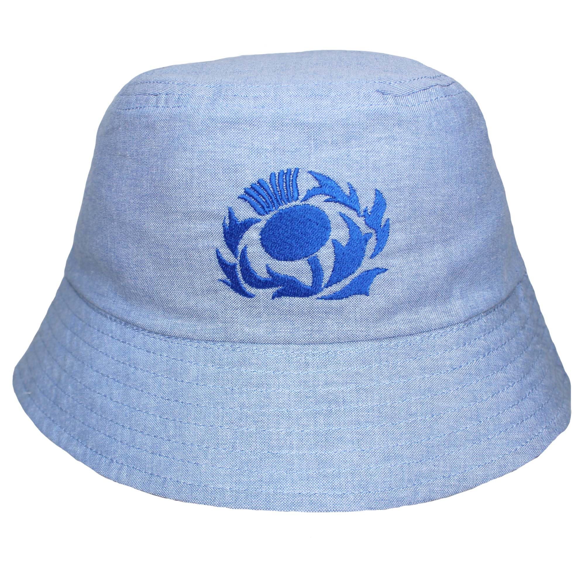 Teddyt's Women's Blue Embroidered Scottish Thistle Denim Scotland Sun Bucket Hat (Uk, Alpha, M, L)