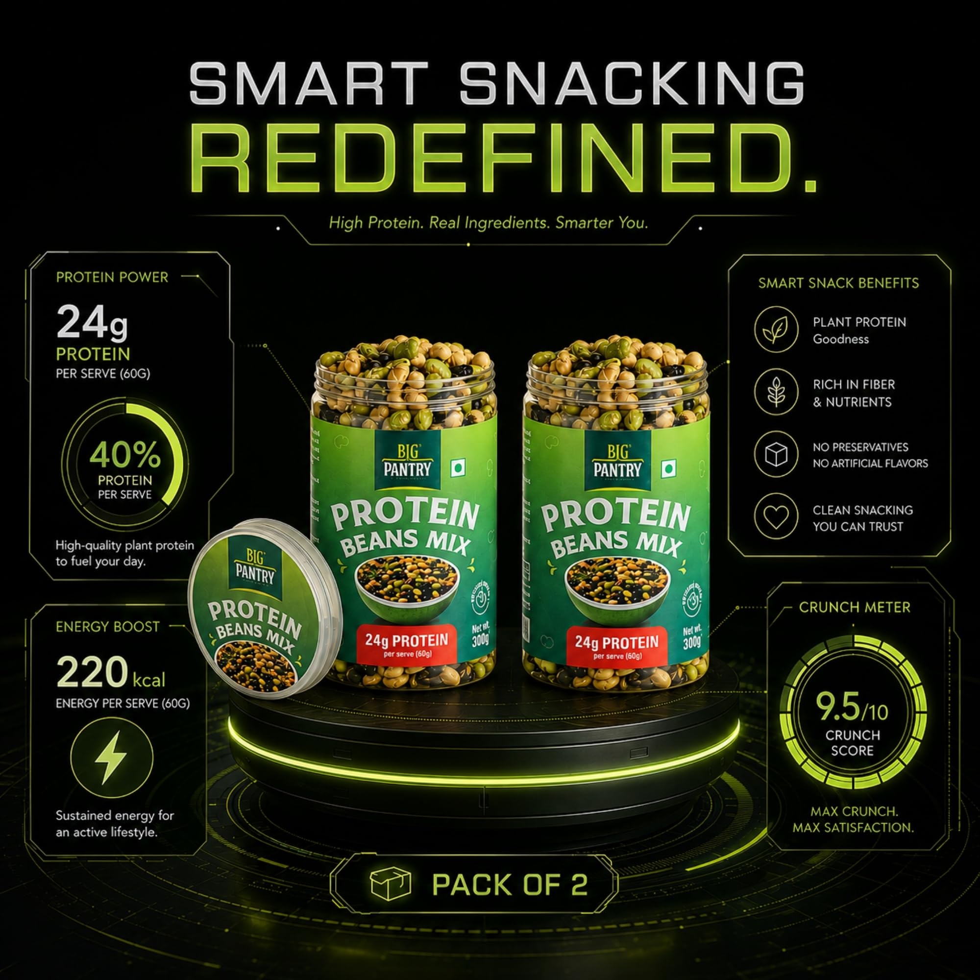 Big Pantry Roasted Protein Bean Mix 600 g (2 x 300 g) | Soya & Edamame — Amazon image 7