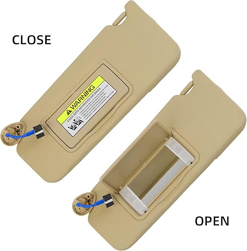 Miniatura 4 de Dasbecan Parasol para el lado izquierdo del conductor beige con luz compatible con Honda Accord 2008-2017, reemplaza # 83280-TA5-A51ZA