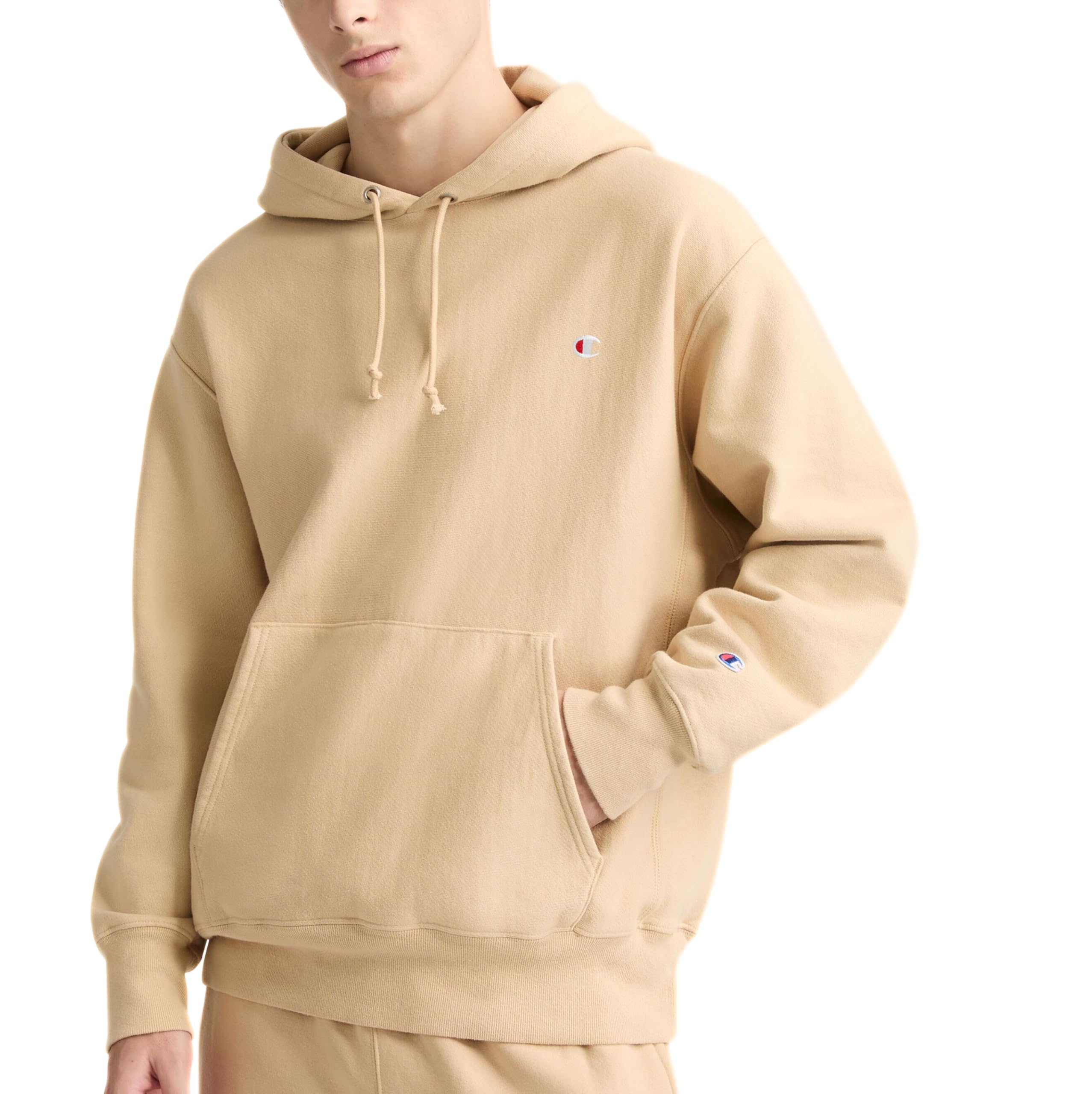 Champion Men's Reverse Weave Arena Hoodie, Embroidered Logo, Western Khaki, M
