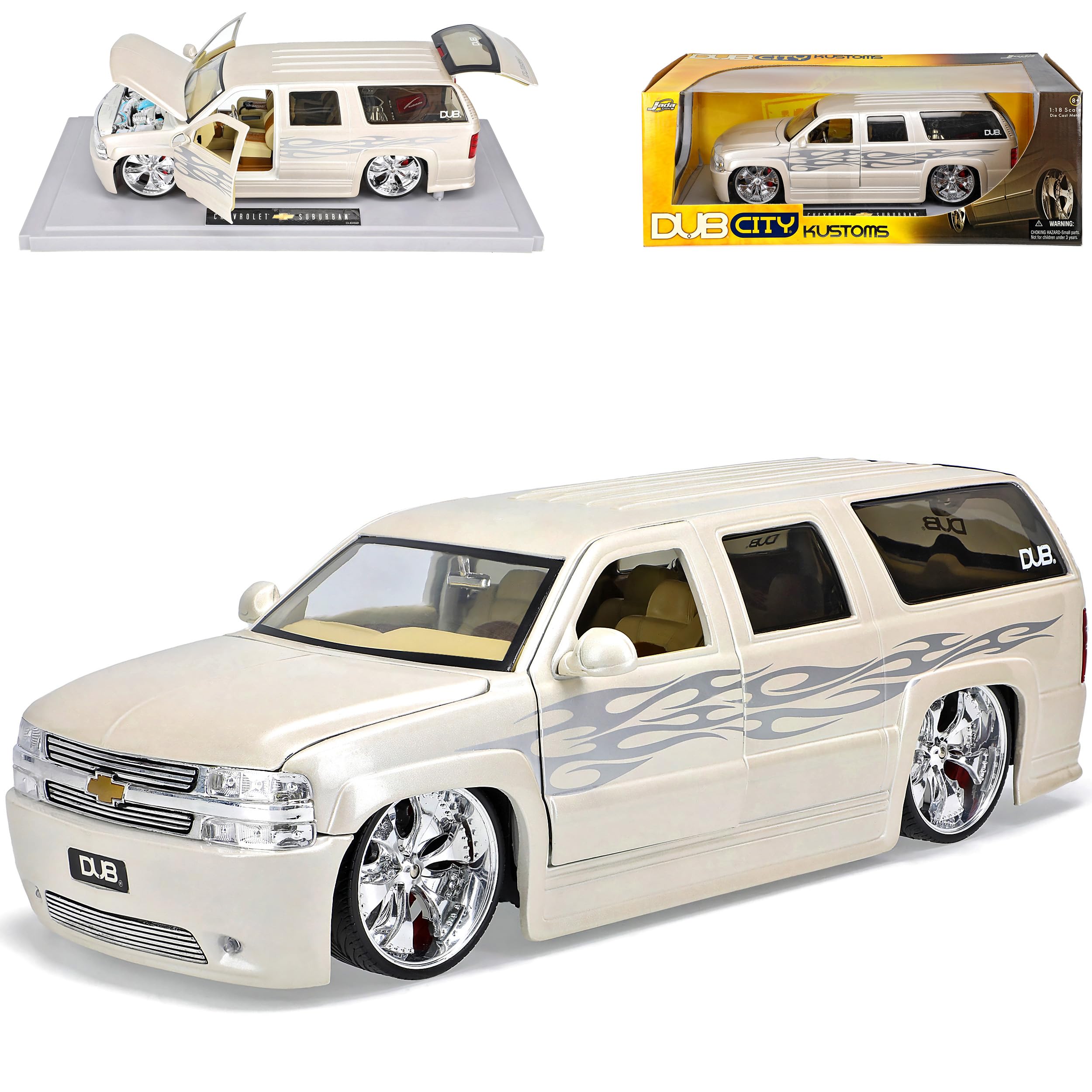 Jada Toys Chevrolet Chevy Suburban White Model Car, Metal with