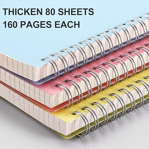 Miniatura 2 de RETTACY - Cuadernos de papel gráfico y espiral, paquete de 3 cuadernos de papel gráfico A5 con 480 páginas, tapa dura de plástico, papel gráfico