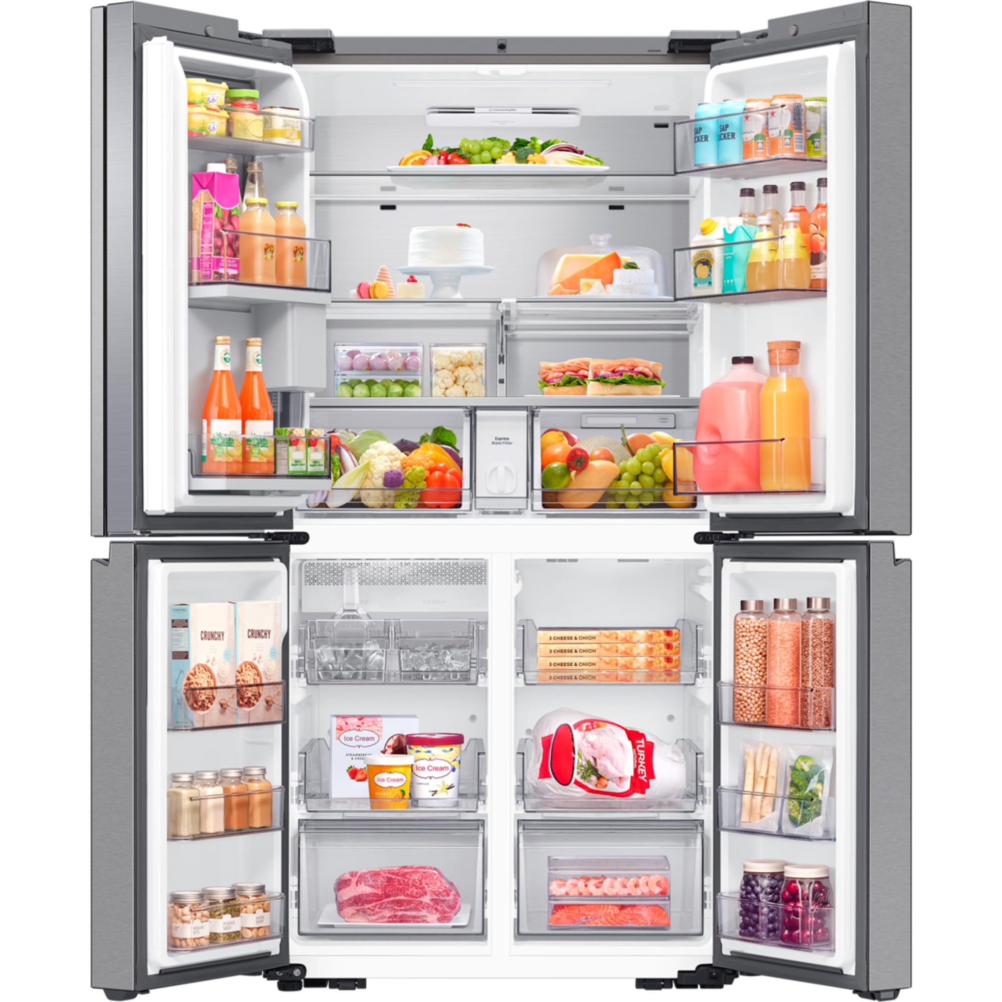 Samsung Réfrigérateur 4 Portes Family Hub AI, Avec AI Vision Inside, Wifi+AI Energy Mode, Centre de Boissons, Dos Métallique, 636 L
