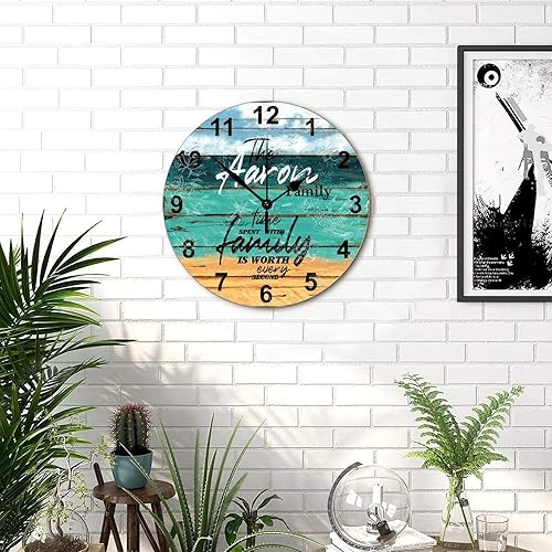 Miniatura 5 de Reloj de pared de madera personalizado que pasa con la familia cada segundo con manecillas de metal, reloj de pared redondo ligero estilo campestre