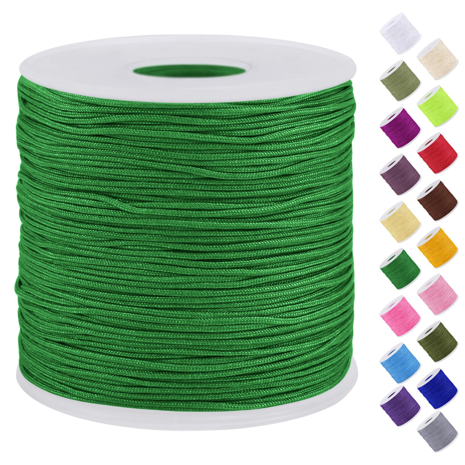 Uiopa Green Nylon Cord, 0.7Mm X 131 Yards Nylon String For Bracelet Making, Beading Thread Bracelet Cord For Necklace, Jewellery Making, Macrame, Diy Crafts,