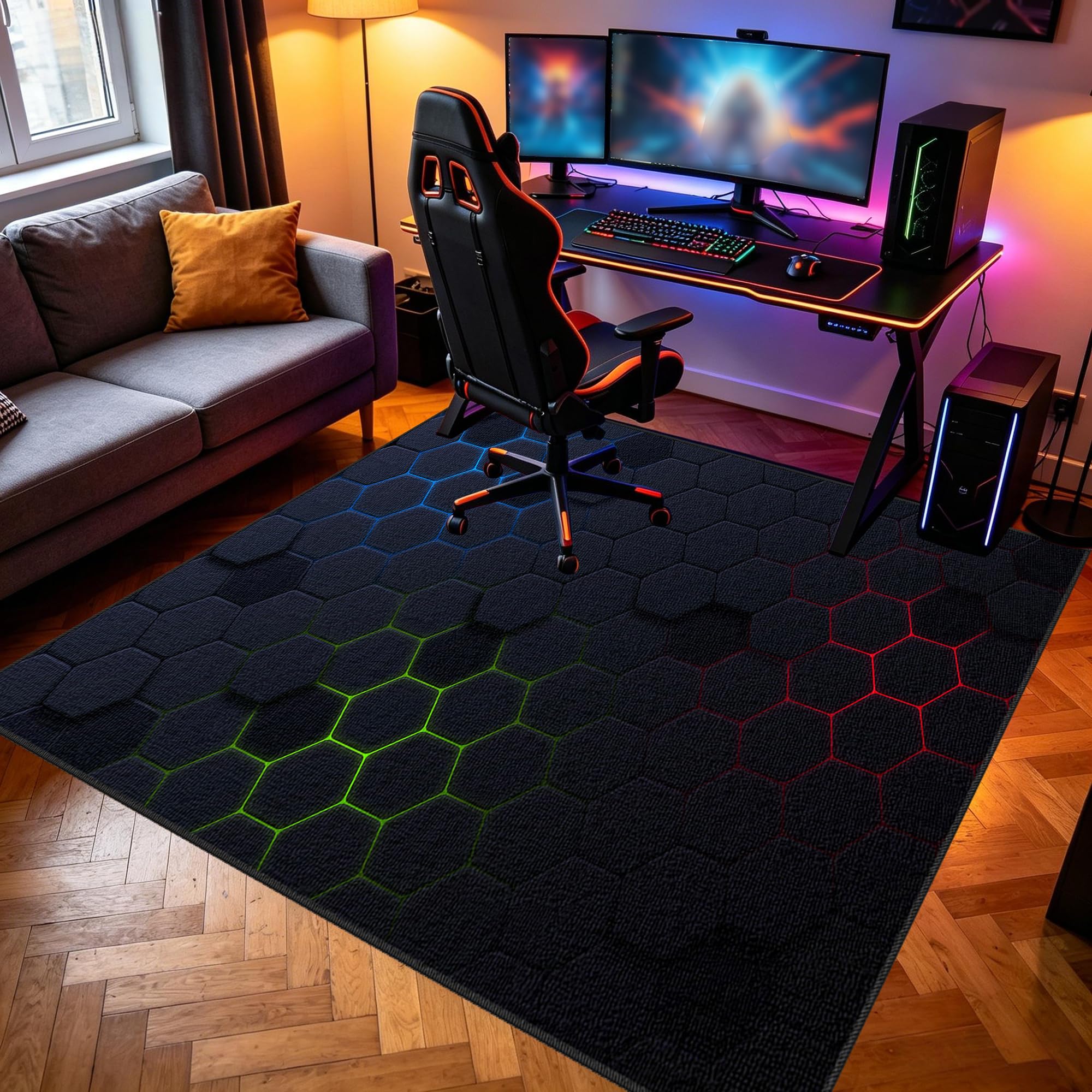 Tapis gaming sol antidérapant et lavable grand format 180x240
