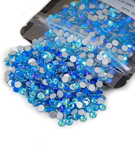 Miniatura 4 de Blingirl ss20 Diamantes de imitación de cristal aguamarina AB no termofijados, 1440 piezas de diamantes de imitación de cristal con revestimiento AB