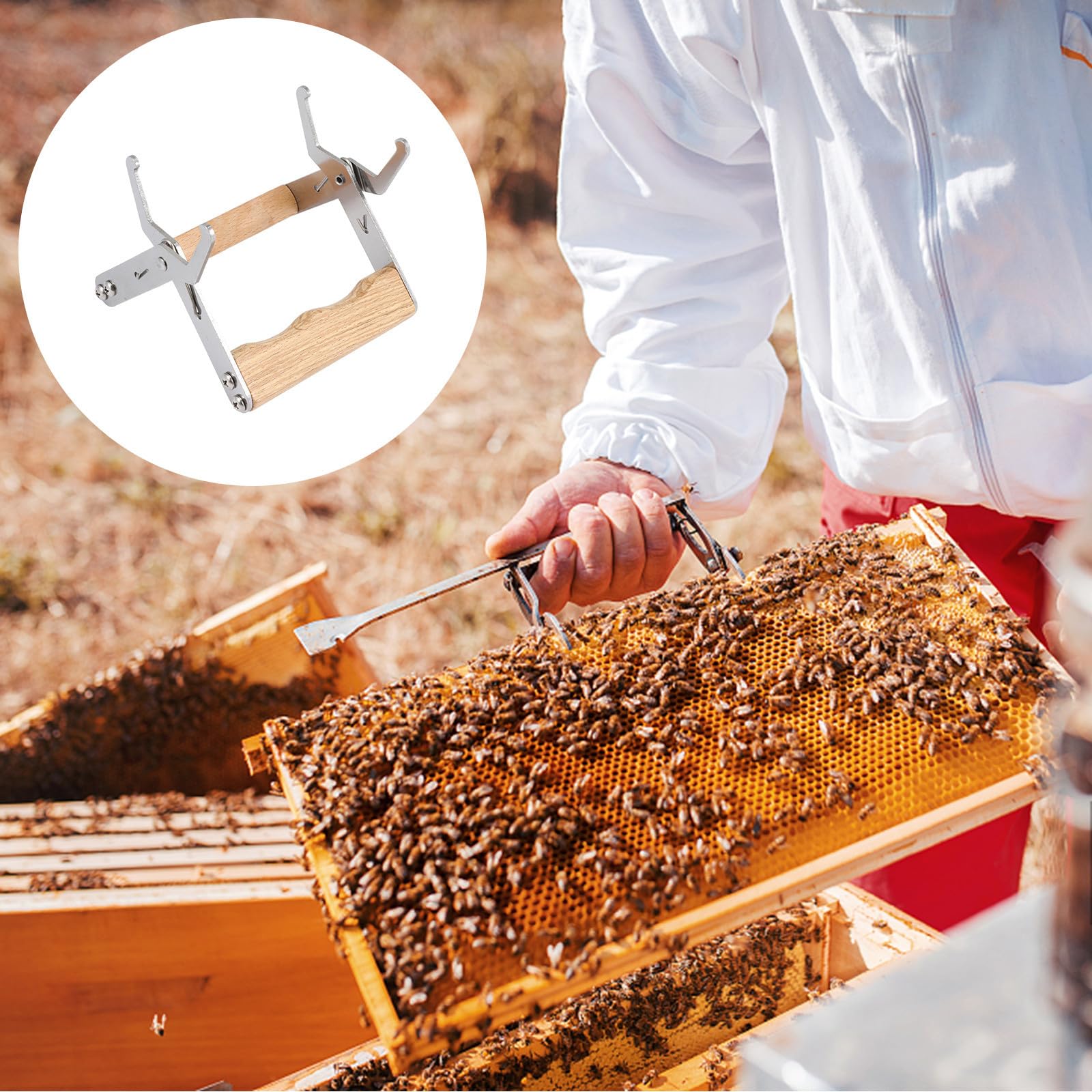 DOITOOL Juego de Herramientas Herramientas Manuales para Abejas de Acero Inoxidable y Plástico Fácil de Transportar y Guardar para Apicultores para Apicultura