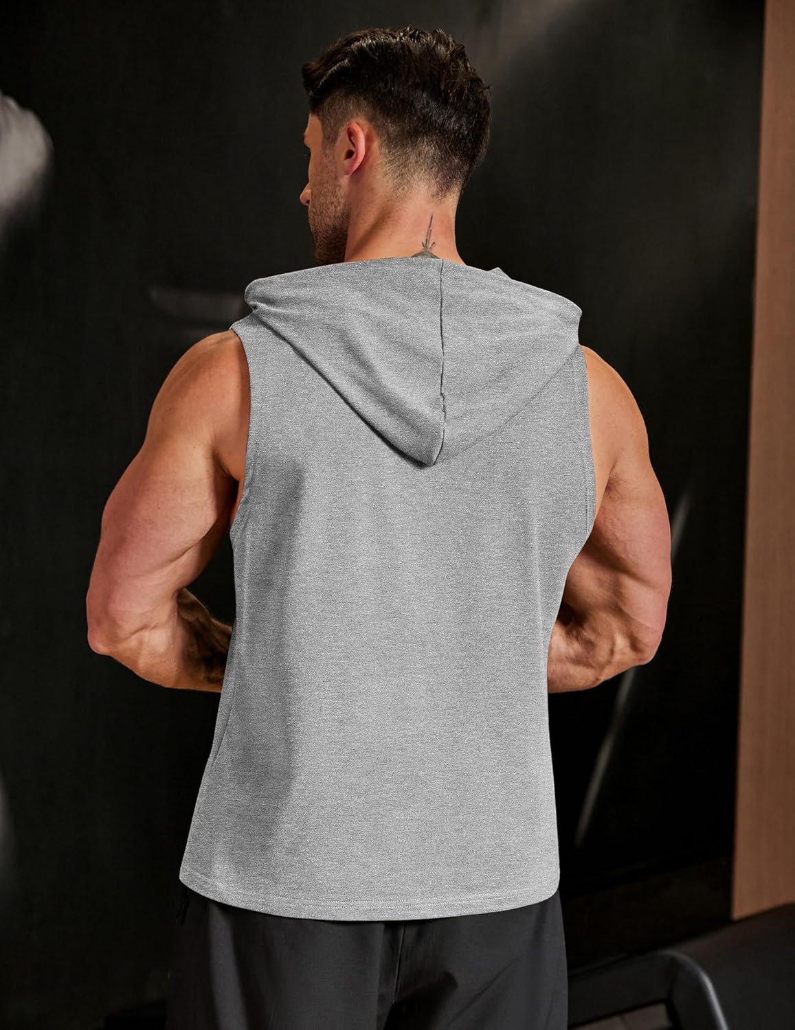 COOFANDY Men's Workout Hooded Tank Tops Sleeveless Gym Hoodies Cotton Muscle Cut Off Shirt Bodybuilding Henley Shirts - Image 2
