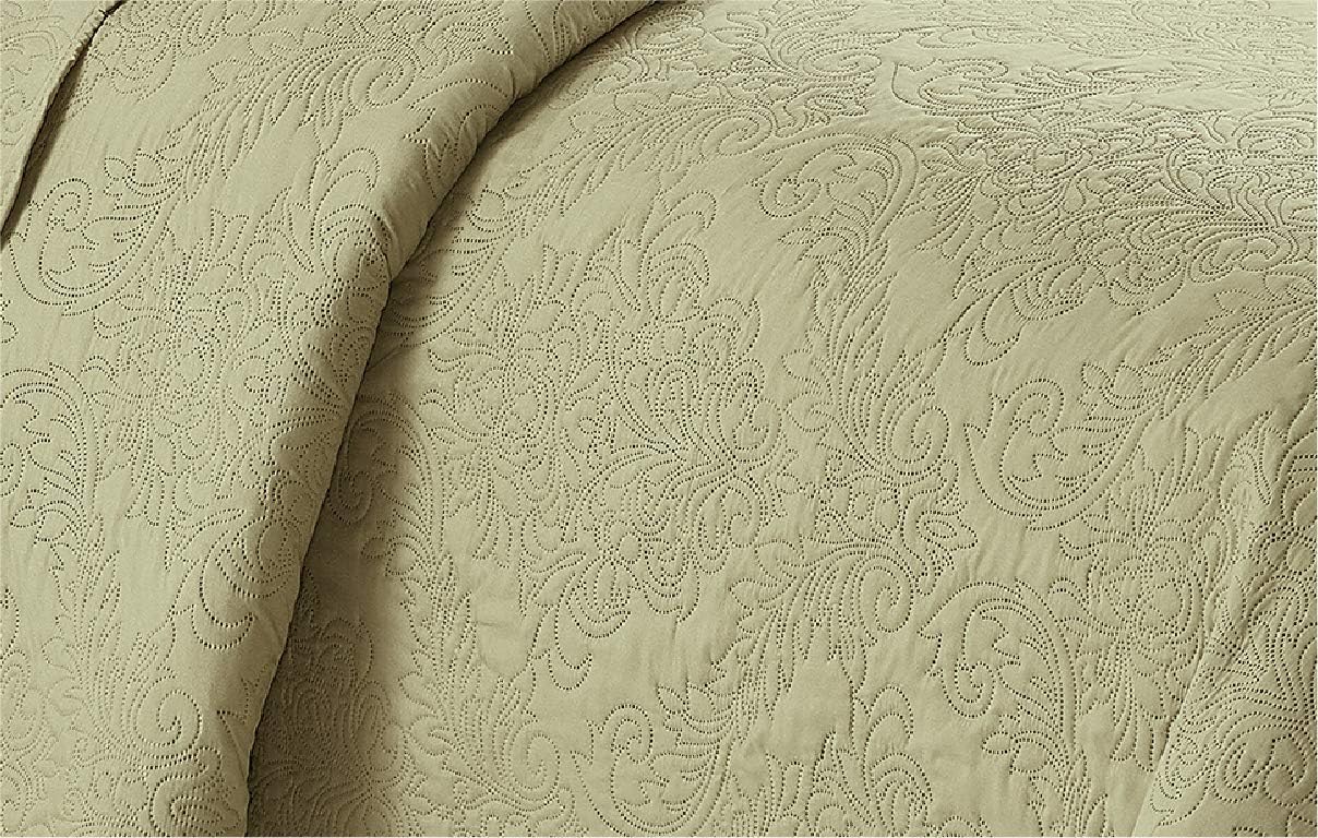 Home Collection 3pc King/Cal King Over Size Elegant Embossed Bedspread Set Light Weight Solid Sage New# Stacy
