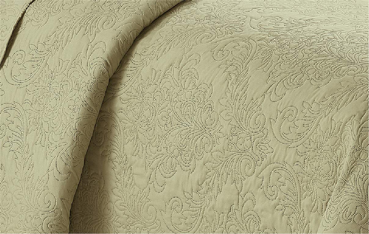 Home Collection Kids Zone 2pc Twin/Twin XL Over Size Elegant Embossed Bedspread Set Light Weight Solid Sage New# Stacy
