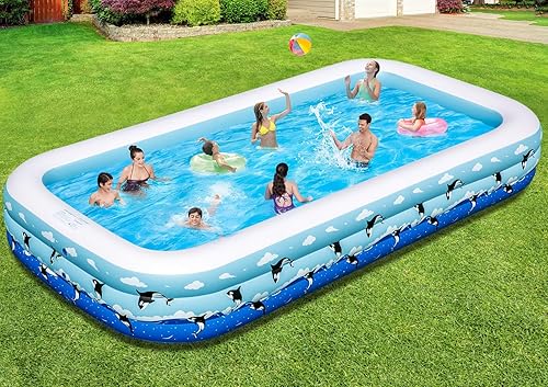 Miniatura 2 de Piscina inflable extragrande para niños y adultos, 145 x 74 x 22 pulgadas, piscina inflable familiar de tamaño completo, piscinas de gran tamaño