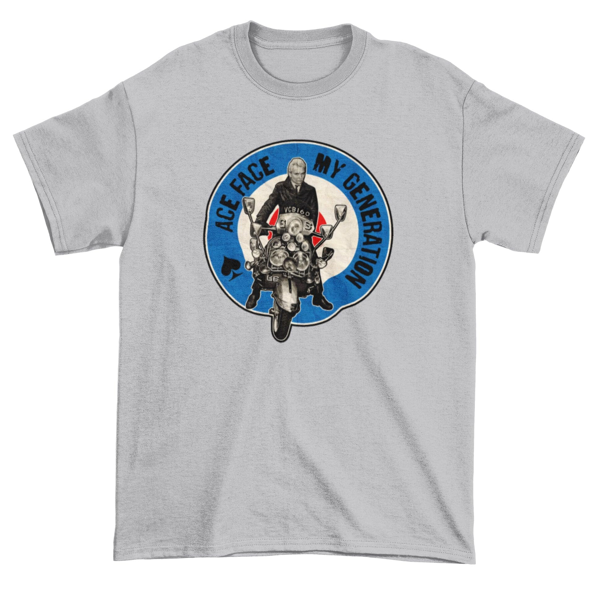 Tribal T-Shirts Men's Light Grey Ace Face My Generation Mod Target Scooter T-Shirt M