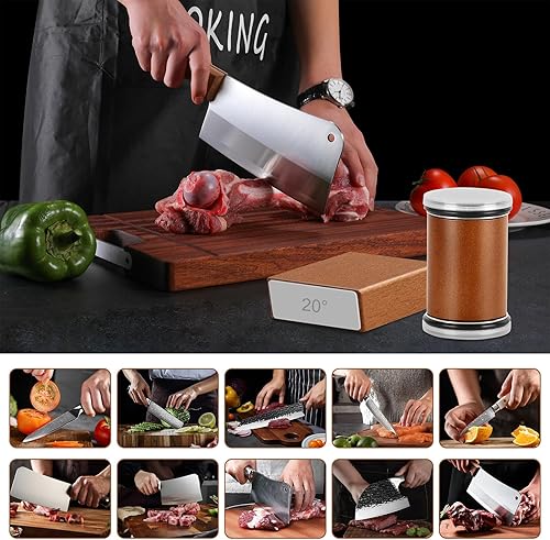 Miniatura 6 de Afilador de cuchillos rodantes afilado de cuchillos de cocina de diamante, afiladores de cuchillos para cuchillos de cocina con base de ángulo