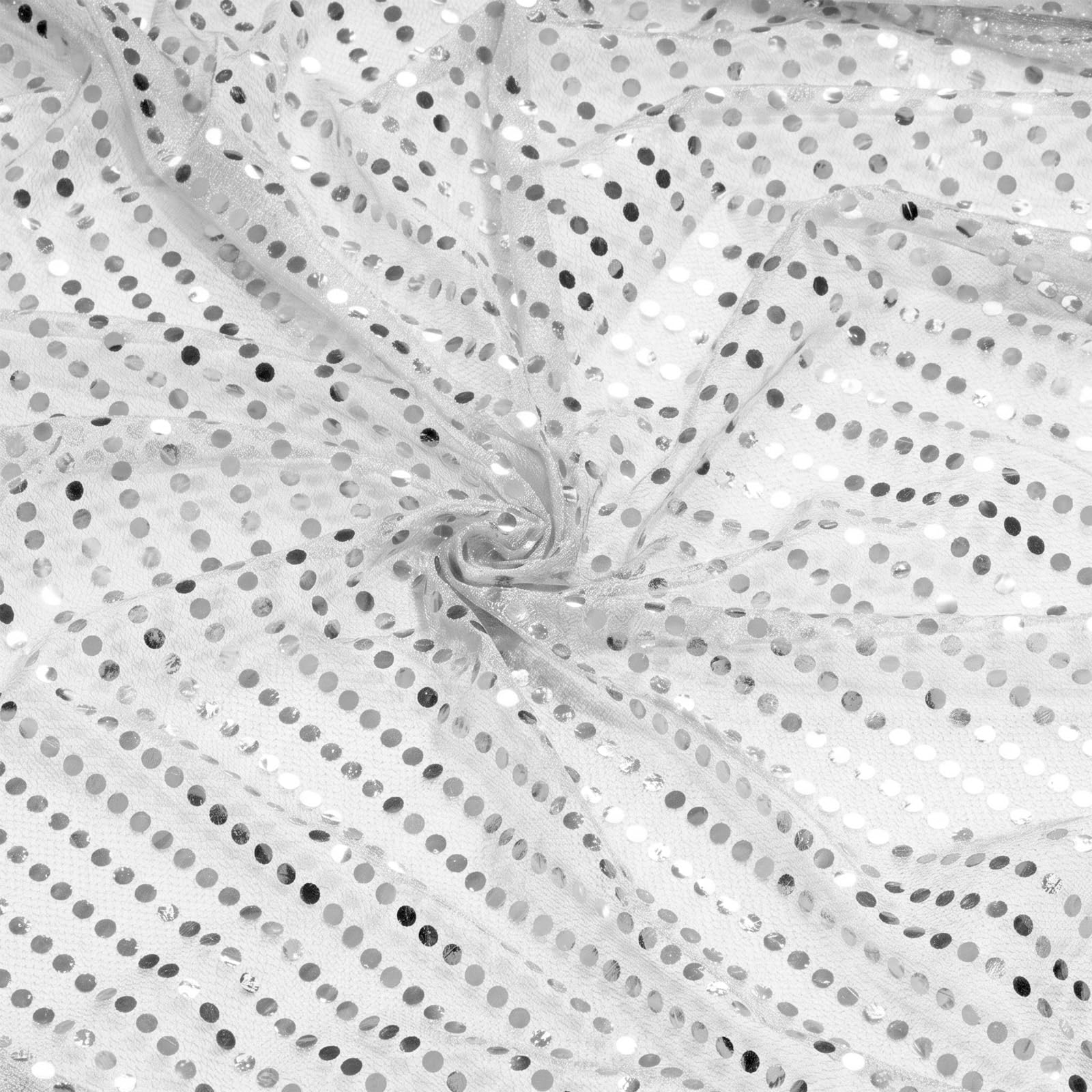 1.1Mx1M Blue Sequins Fabric Sparkly Shiny Bling Sequin Mesh Material Sequin Dot Fabric for DIY Stage Costume,Performance Costume (White)