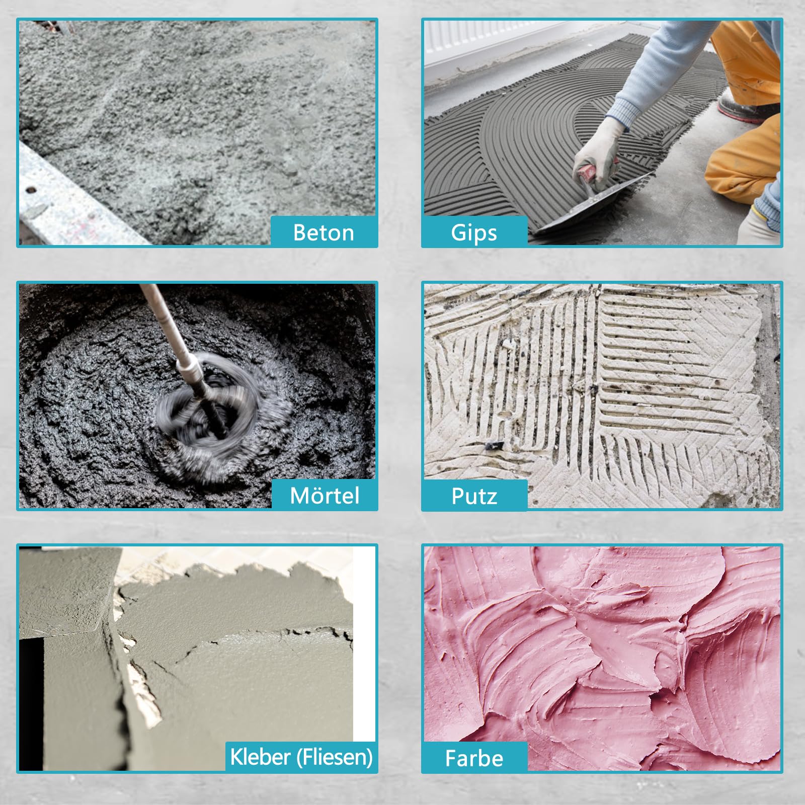 2100W Rührgerät Rührwerk Mischer, 6-Gang-Getriebe Mörtelrührer Zum Mischen von Beton, Mehl, Futtermitteln, Lack, Klebstoff und Zementmisch.