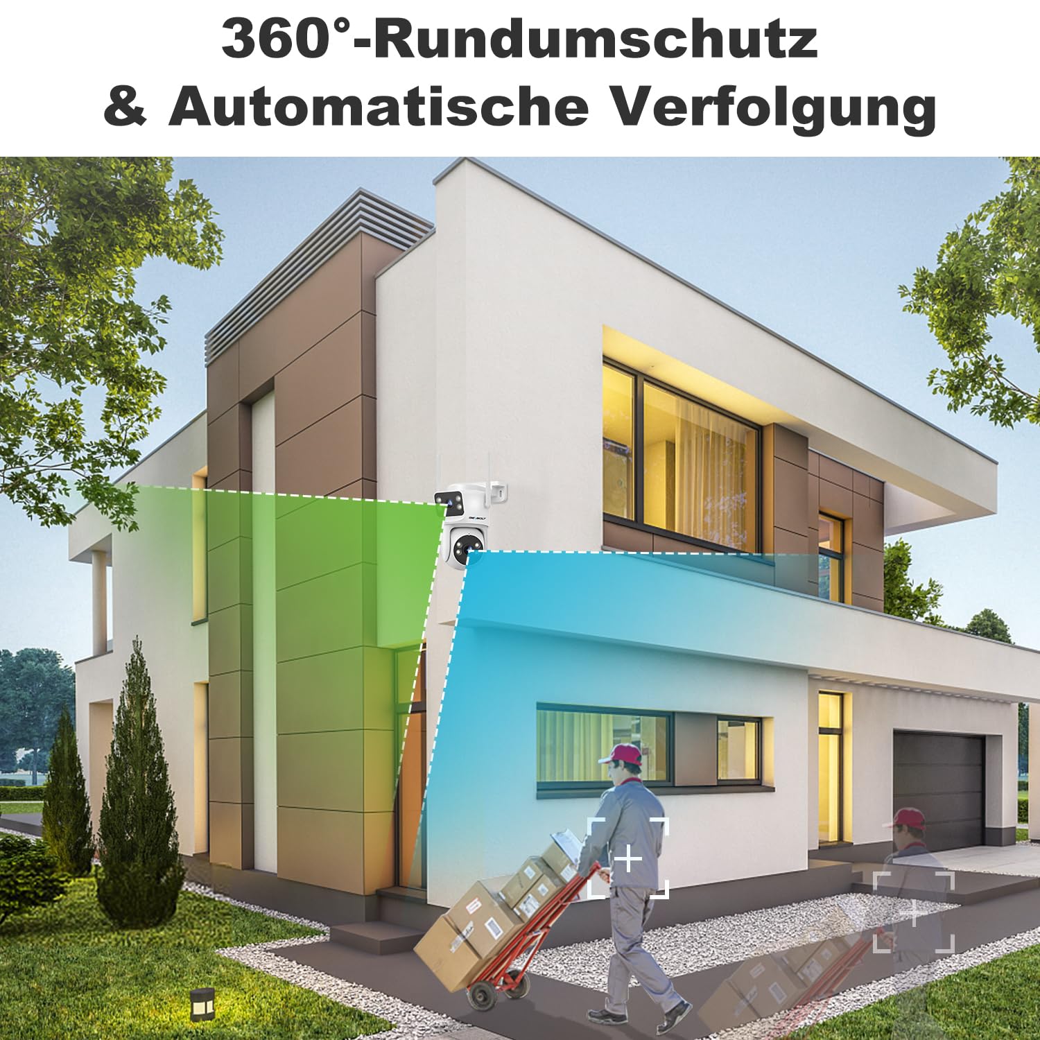 GENBOLT Dual Lens WLAN Überwachungskamera Aussen, PoE Kamera 2.4/5GHz WiFi